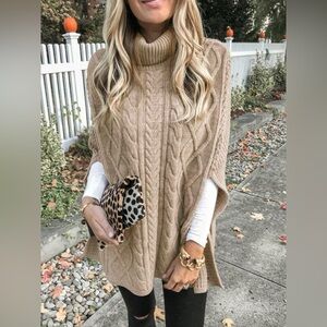 Pink Cable Knit Turtleneck Sweater 10010057640